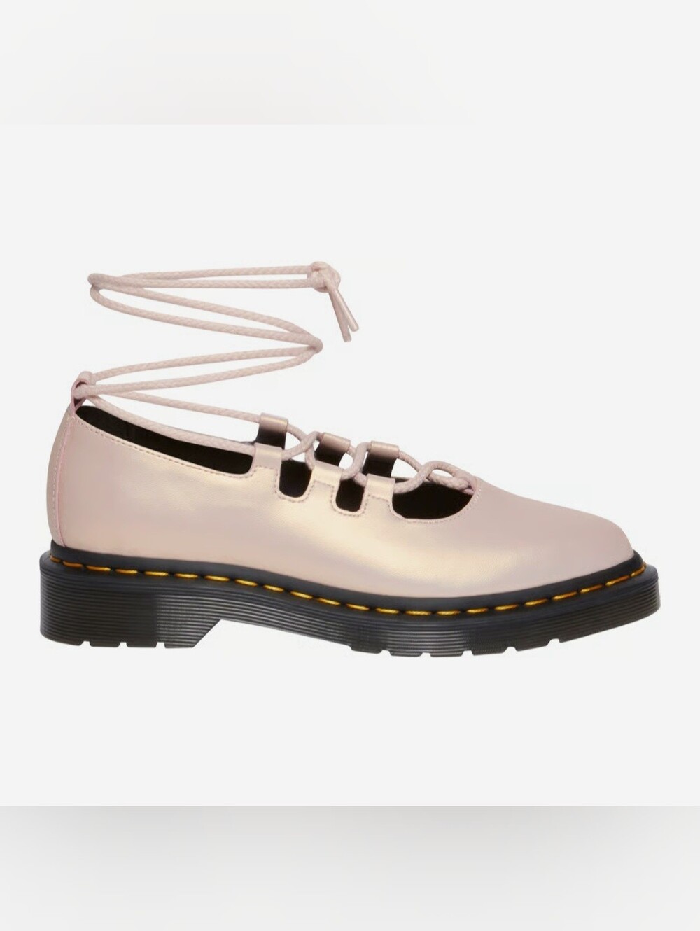 New Dr. Martens Elphie II Iridescent Pink Leather Women's Platform Flats Size 9